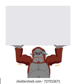 Gorilla lift up something illustration