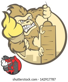 Gorilla like King Kong. Gorila keeps ice cream.