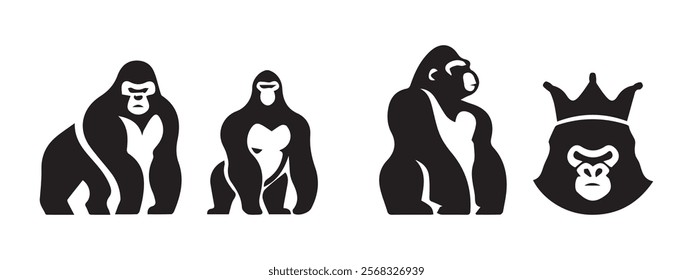 Gorilla line art, icon, logo Vector illustration. Eps 10