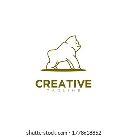 Gorilla Line art Logo design vector 
