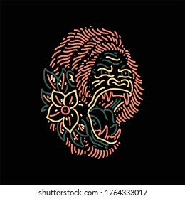 diseño vectorial de líneas de gorila