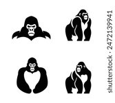 Gorilla line art, Vector illustration logo template design