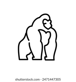 Gorilla line art, Vector illustration logo template design