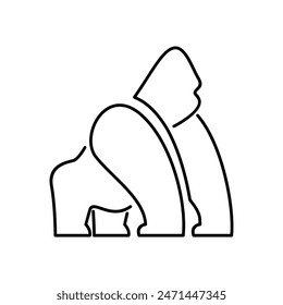 Arte de línea de gorila, diseño de Plantilla de logotipo de Ilustración vectorial