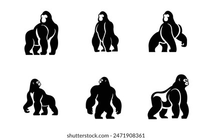 Gorilla line art, Vector illustration logo template design