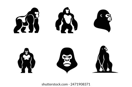 Gorilla line art, Vector illustration logo template design
