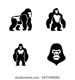 Gorilla line art, Vector illustration logo template design
