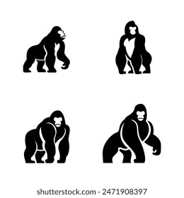 Gorilla line art, Vector illustration logo template design