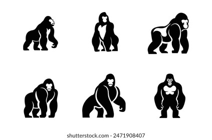 Gorilla Line Art, Vektorillustration Logo Vorlage Design