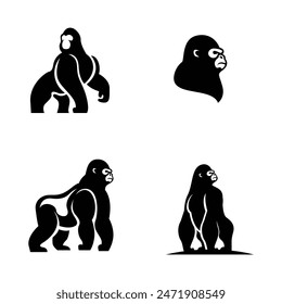 Gorilla Line Art, Vektorillustration Logo Vorlage Design