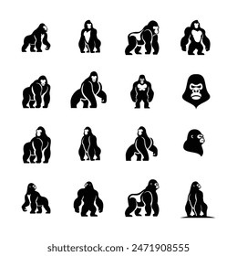 Gorilla line art, Vector illustration logo template design