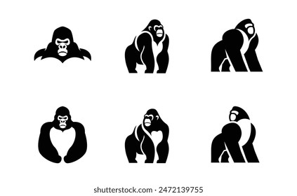Gorilla line art, Vector illustration logo template design