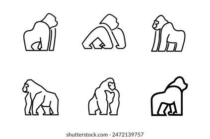 Gorilla line art, Vector illustration logo template design