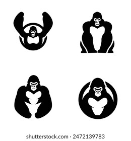 Gorilla line art, Vector illustration logo template design