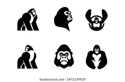 Gorilla Line Art, Vektorillustration Logo Vorlage Design