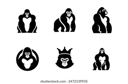 Gorilla Line Art, Vektorillustration Logo Vorlage Design