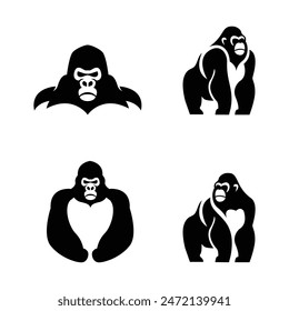 Gorilla line art, Vector illustration logo template design