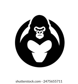 Gorilla line art, Vector illustration logo template design