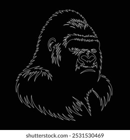 Gorilla line art, Vetor ilustration logo template design, Gorilla em estilo de desenho de arte de linha