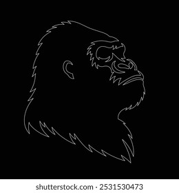 Gorilla line art, Vetor ilustration logo template design, Gorilla em estilo de desenho de arte de linha