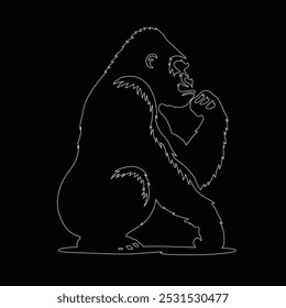 Gorilla line art, Vetor ilustration logo template design, Gorilla em estilo de desenho de arte de linha