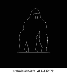 Gorilla line art, Vetor ilustration logo template design, Gorilla em estilo de desenho de arte de linha