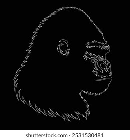 Gorilla line art, Vetor ilustration logo template design, Gorilla em estilo de desenho de arte de linha