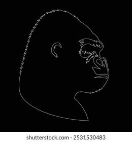 Gorilla line art, Vetor ilustration logo template design, Gorilla em estilo de desenho de arte de linha