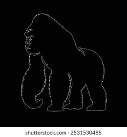 Gorilla line art, Vetor ilustration logo template design, Gorilla em estilo de desenho de arte de linha