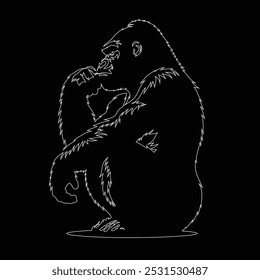 Gorilla line art, Vetor ilustration logo template design, Gorilla em estilo de desenho de arte de linha