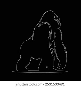 Gorilla line art, Vetor ilustration logo template design, Gorilla em estilo de desenho de arte de linha