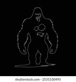 Gorilla line art, Vetor ilustration logo template design, Gorilla em estilo de desenho de arte de linha