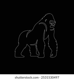 Gorilla line art, Vetor ilustration logo template design, Gorilla em estilo de desenho de arte de linha