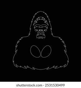 Gorilla line art, Vetor ilustration logo template design, Gorilla em estilo de desenho de arte de linha