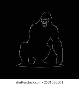 Gorilla line art, Vetor ilustration logo template design, Gorilla em estilo de desenho de arte de linha