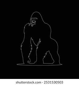 Gorilla line art, Vetor ilustration logo template design, Gorilla em estilo de desenho de arte de linha