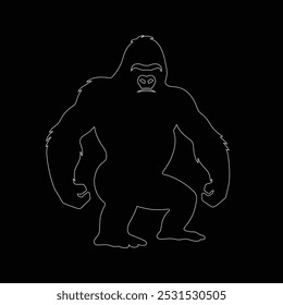 Gorilla line art, Vetor ilustration logo template design, Gorilla em estilo de desenho de arte de linha