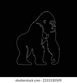 Gorilla line art, Vetor ilustration logo template design, Gorilla em estilo de desenho de arte de linha