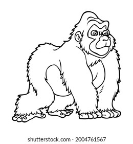 gorilla line vector illustration,
isolated on white background.top view