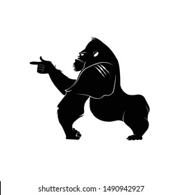 gorilla logo and ape vector with angry face and icon of wildlife animal