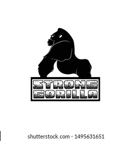 gorilla logo and ape vector with angry face and icon of wildlife primate