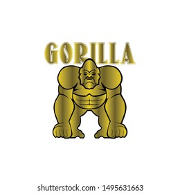 gorilla logo and ape vector with angry face and icon of wildlife primate