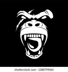 Gorilla Logo And Ape Vector With Big Angry Face Of Wildlife Primate