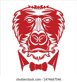 gorilla logo and ape vector with big angry face of wildlife primate