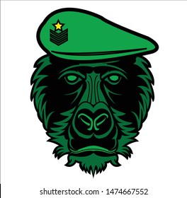 gorilla logo and ape vector with big angry face of wildlife primate