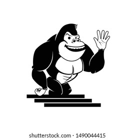 gorilla logo and ape vector with big ape face of wildlife primate