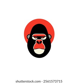 Gorilla logo design with a combination of circles on the back