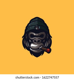 gorilla logo design premium vector