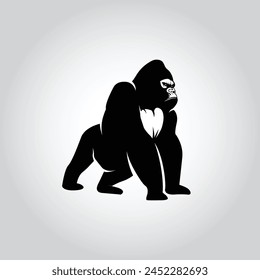 Gorilla logo design, showcasing strength and dominance on white background.