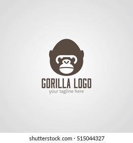 Gorilla Logo Design Template. Vector illustration with flat style